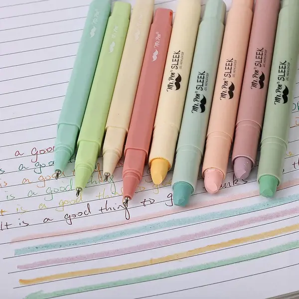 Thumbnail: Aesthetic Gel Highlighters and Pens No Bleed, 12 Pack, Pastel Colors