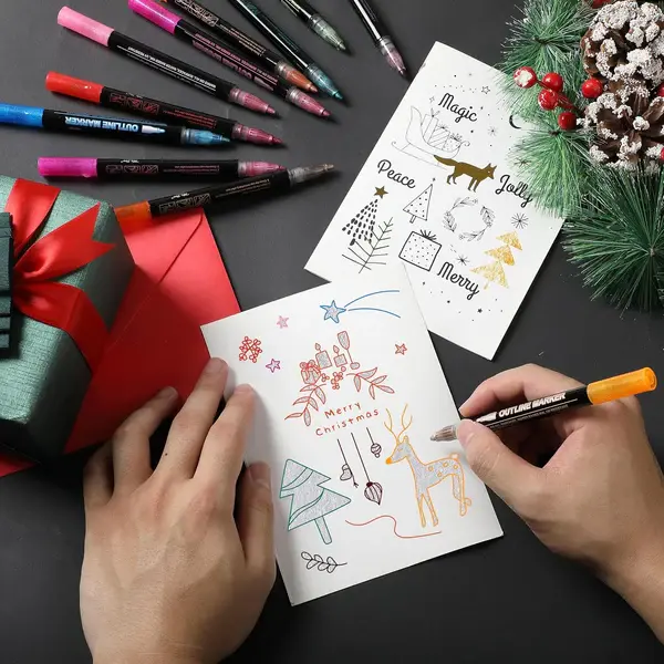 Thumbnail: Double Line Outline Markers, 24 Colors, Shimmer Markers