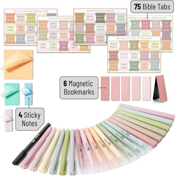 Thumbnail: Bible Journaling Kit, No Bleed Highlighters & Pens, Sticky Notes, Bookmarks