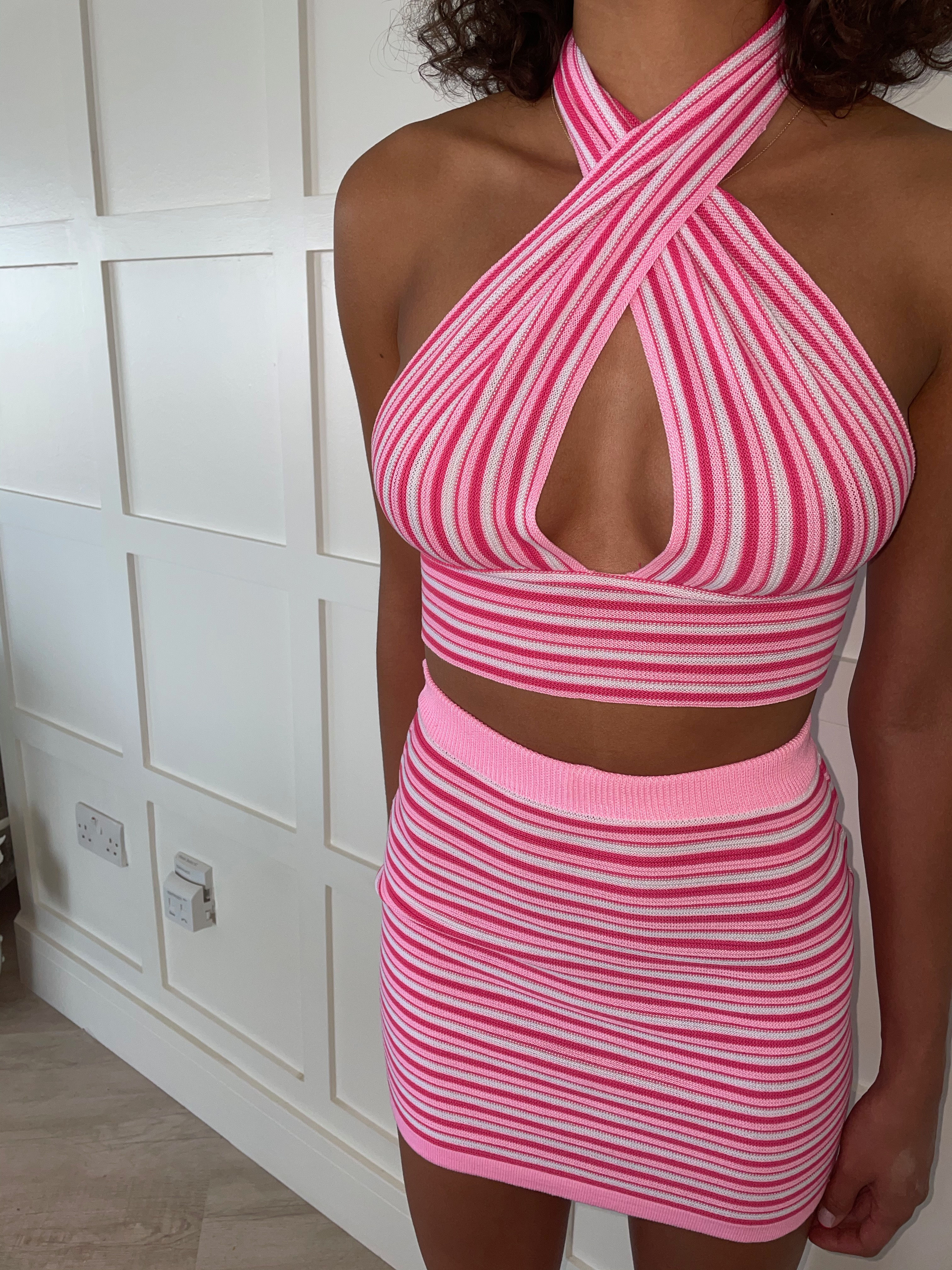 Pink stripe two piece