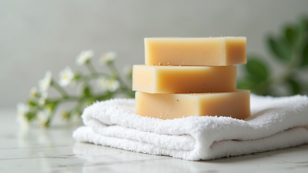 Close-up view of a artistry soap with vibrant colors and textures