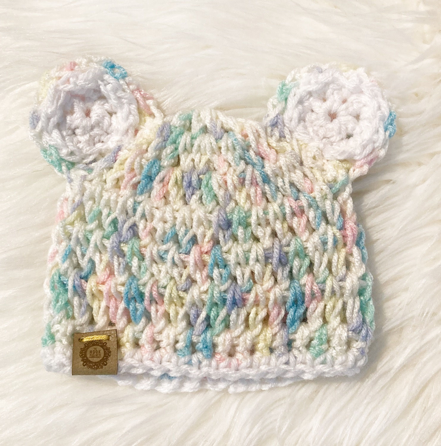 Pastel Rainbow - Preemie Teddy Bear Hat