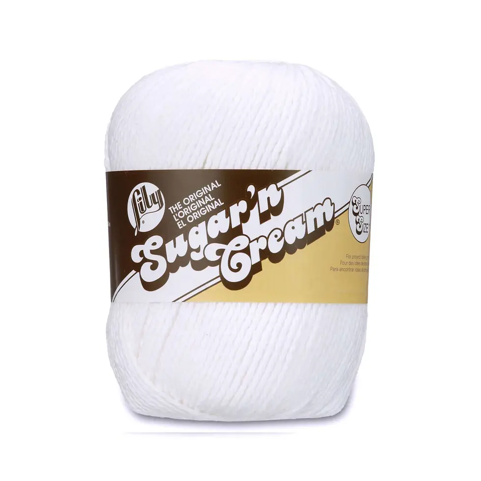 lily sugar'n cream super size yarn in the colour white, pure white and bleachable