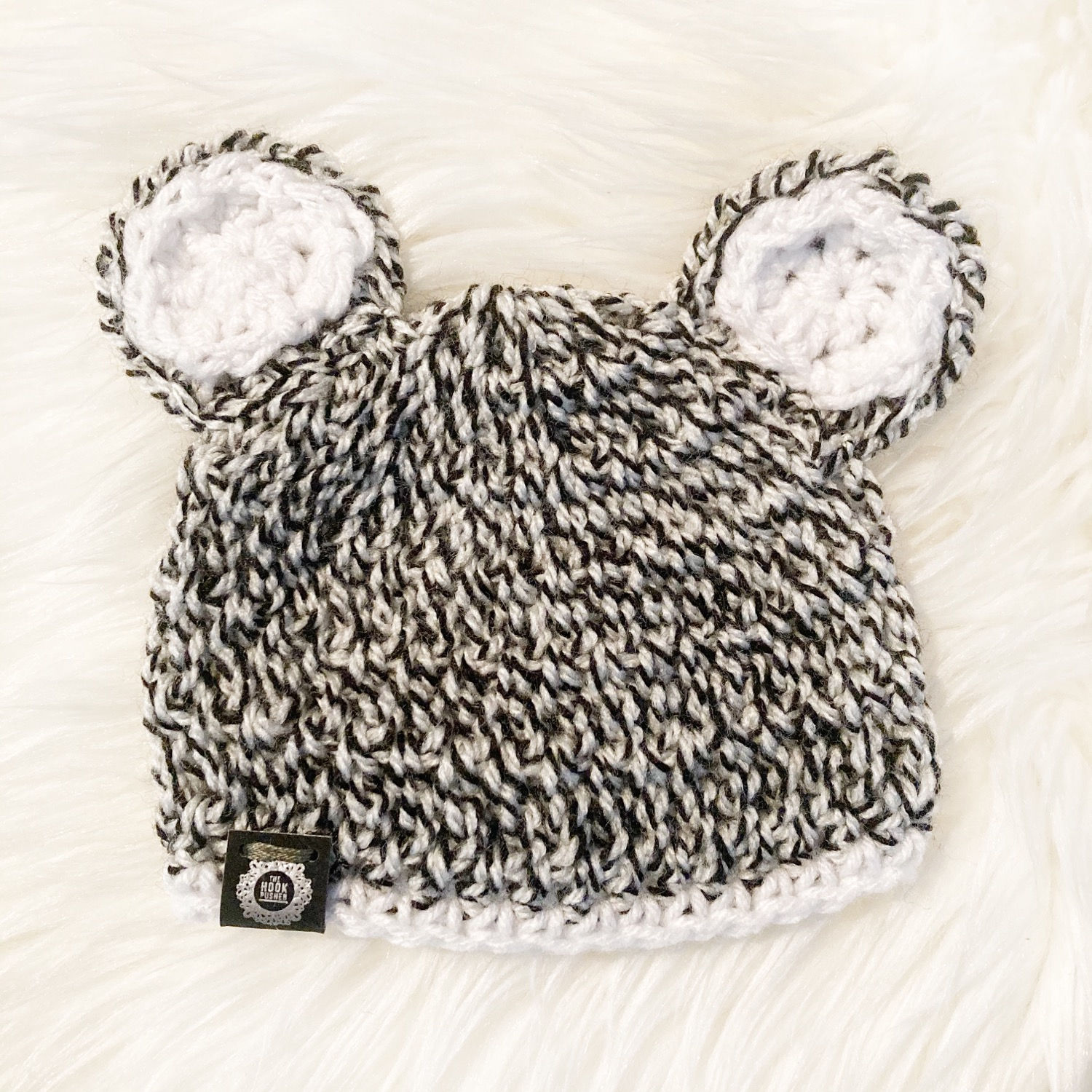 Black & White - Preemie Teddy Bear Hat
