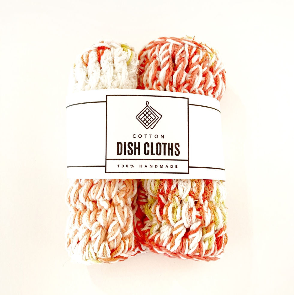 Thumbnail: a set of crocheted dishcloths made with lily sugar n' cream scrub off yarn in the colour papaya