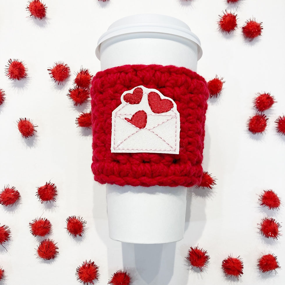 Envelope With Hearts - Red Cup Cozy