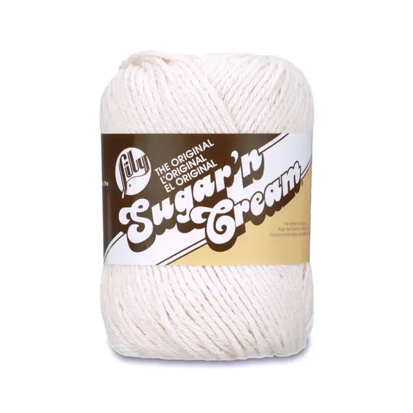 lily sugar'n cream original yarn in the colour ecur, the only undyed yarn available in the shop