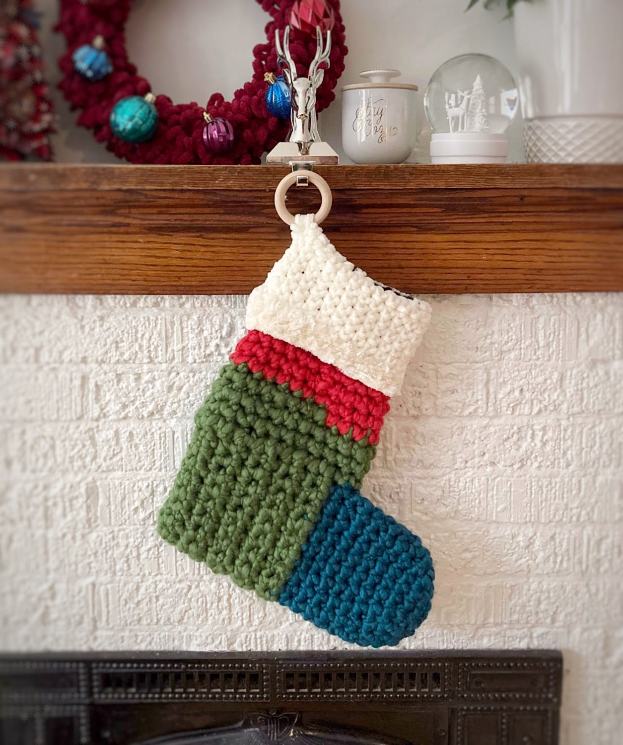 Holiday Stocking - Multi-Colour & Cream