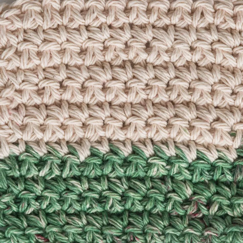 Thumbnail: lily sugar n' cream stripes in the colour holiday stripes, a mix of christmas red and green with undyed yarn