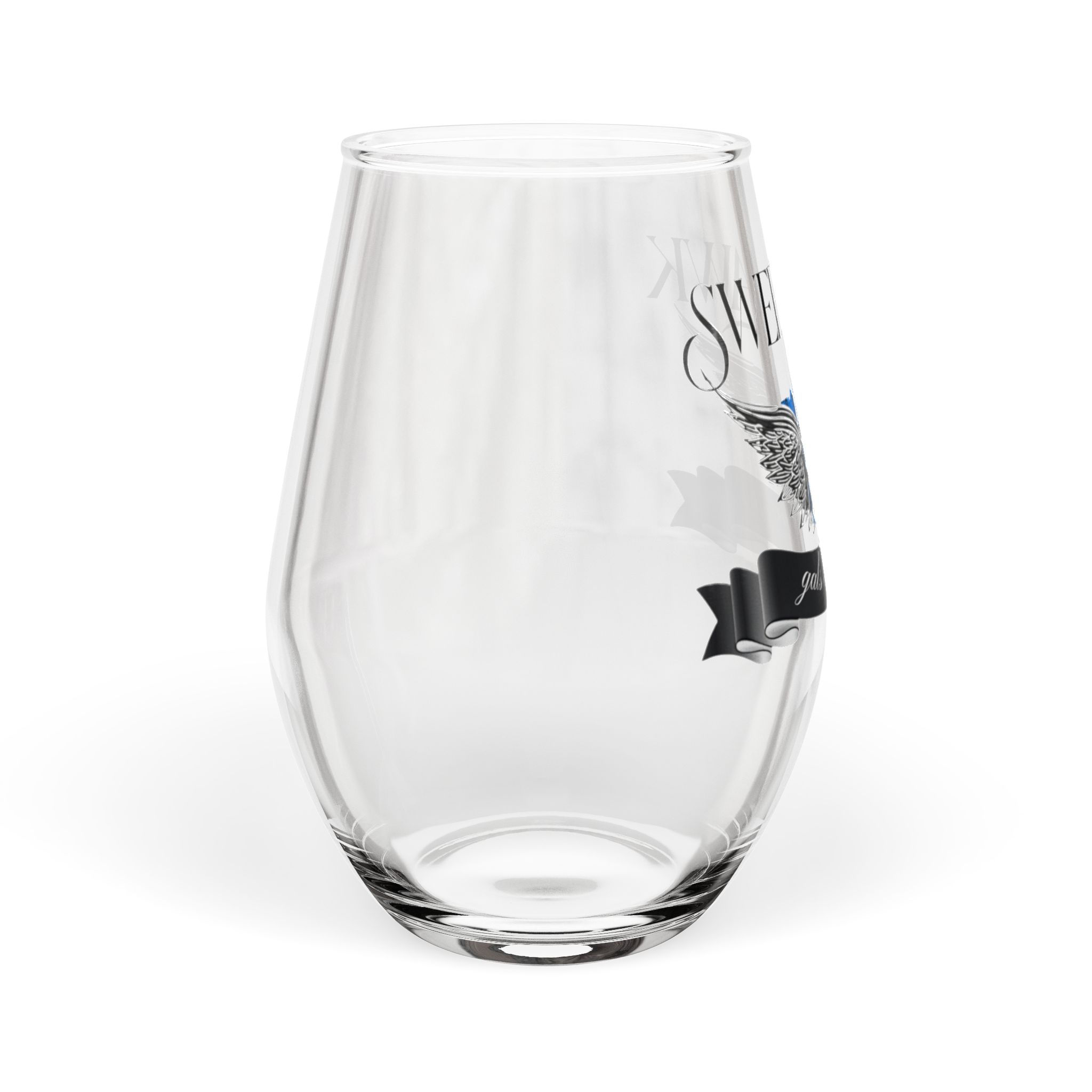 Sweethawk Stemless Wine Glass | Blue Seattle Skyline | 11.75 oz