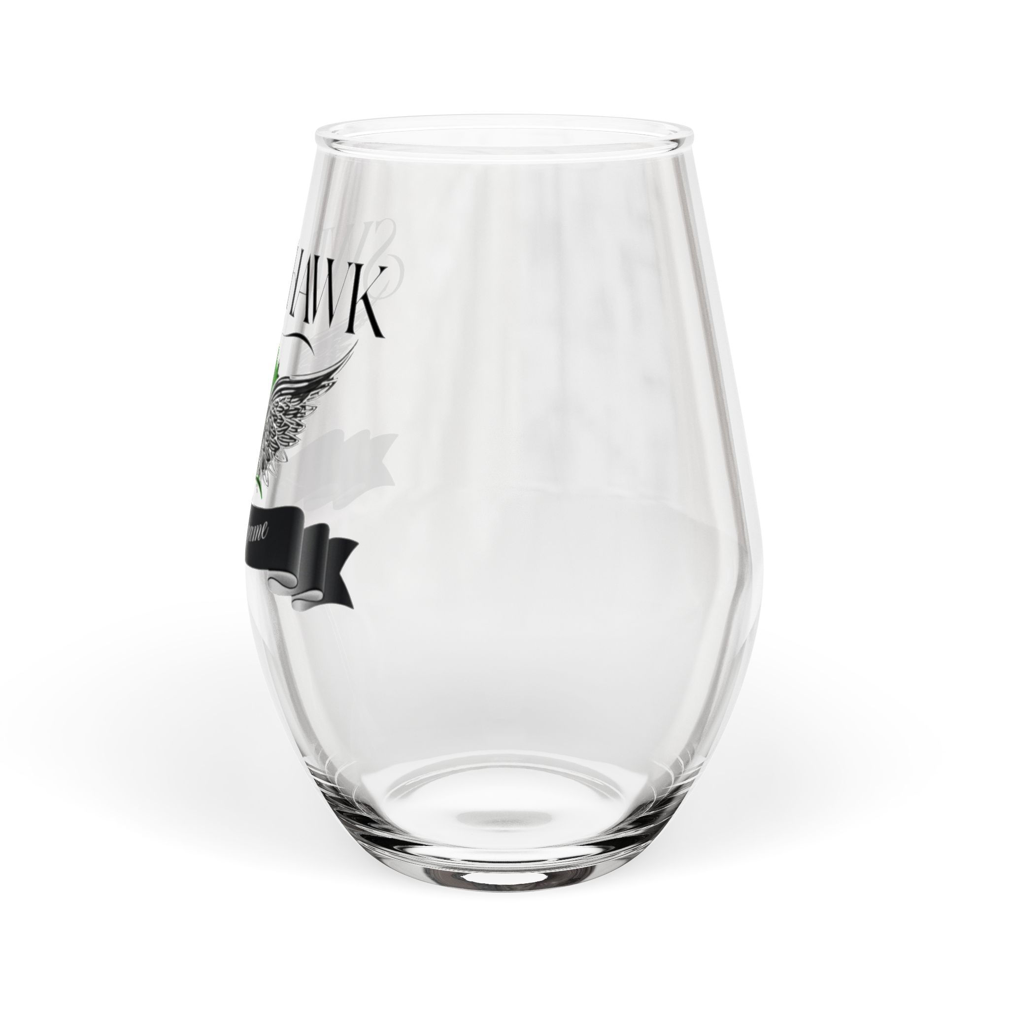 Sweethawk Stemless Wine Glass | Green Seattle Skyline | 11.75 oz
