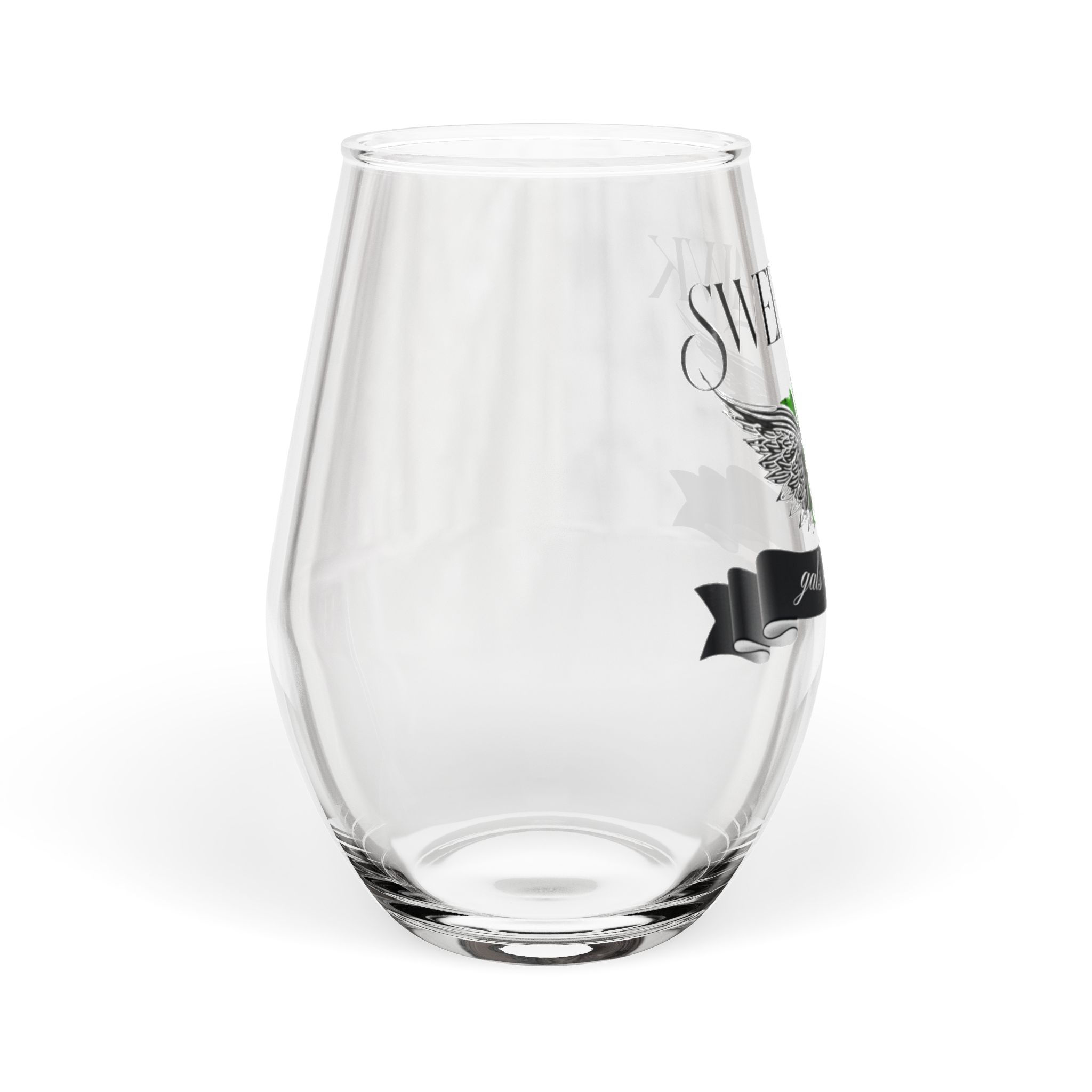 Sweethawk Stemless Wine Glass | Green Seattle Skyline | 11.75 oz