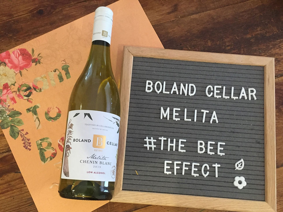 Boland Cellar low alcohol wine. henin Blanc from Melita range. Money raised to help bee projects such as the Bee Effect