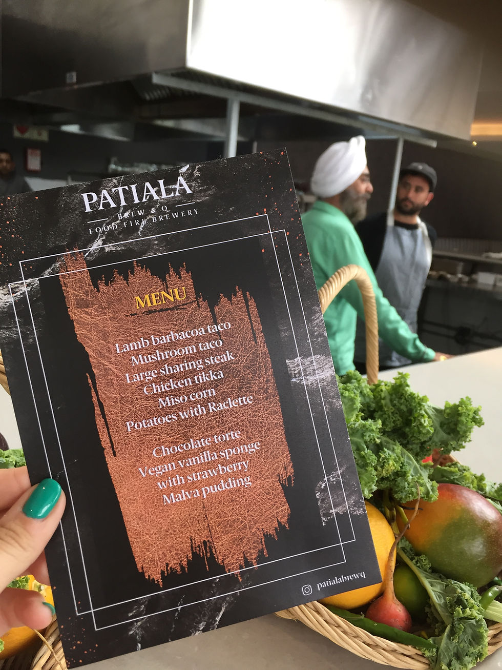 Menu offered for tasting at Patiala. Tacos, meat , deserts