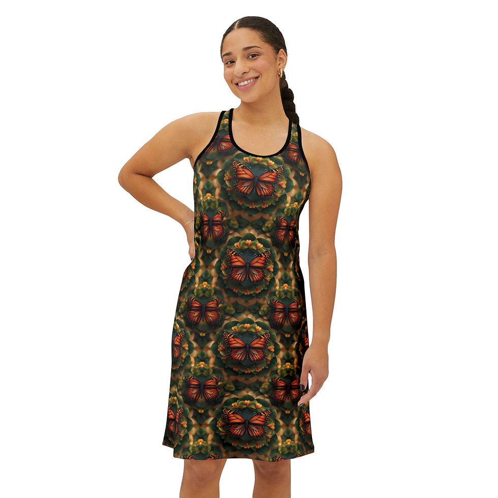 Butterfly Pattern Women's Racerback Dress Front View