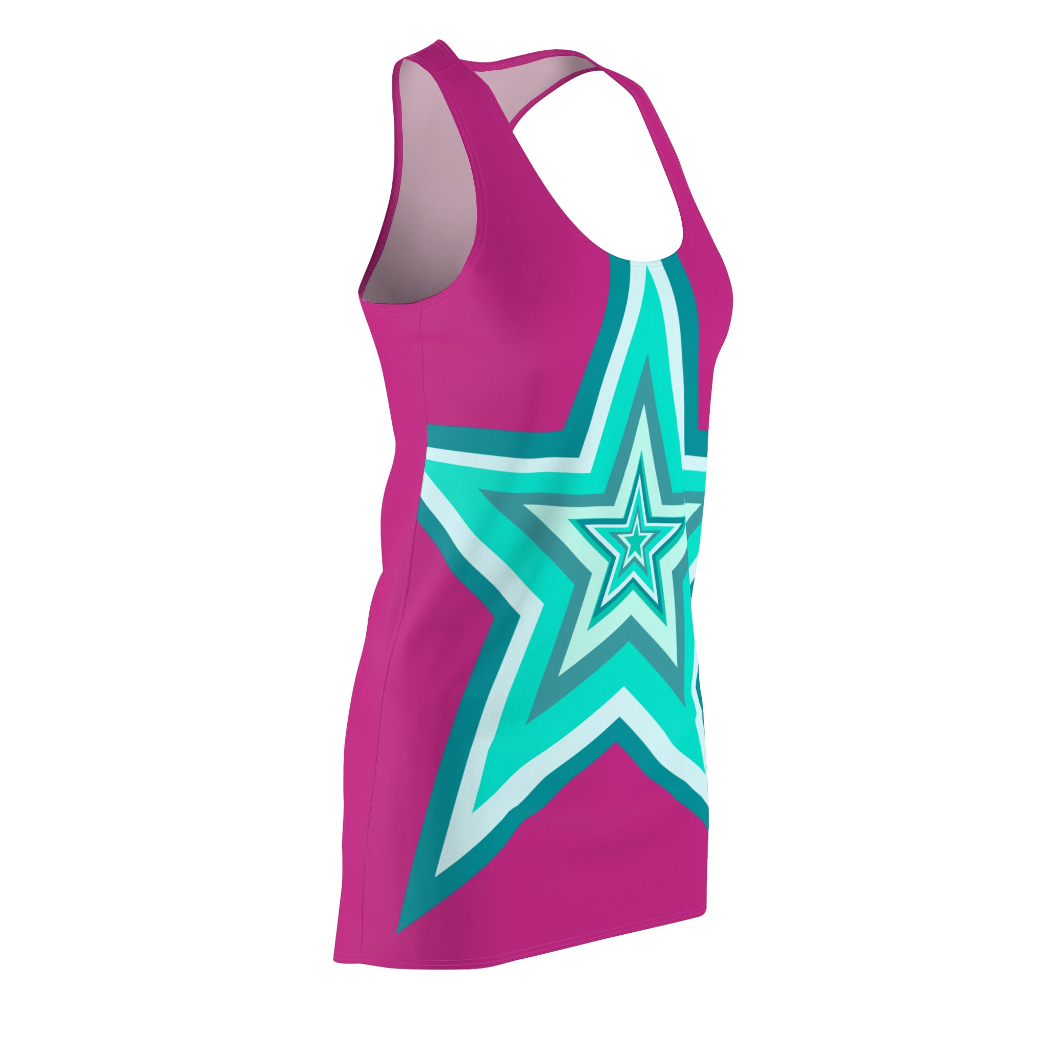 Teal Star Racerback Dress for Women Side View