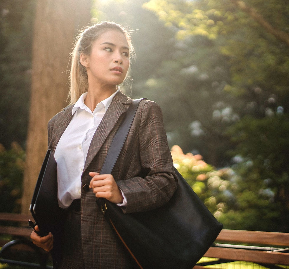 Business woman going to work confident in who she is
