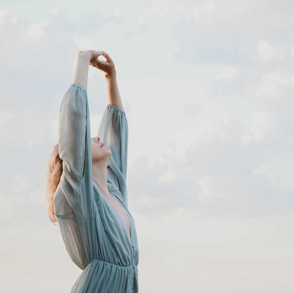 Woman stretching and finding peace and calm