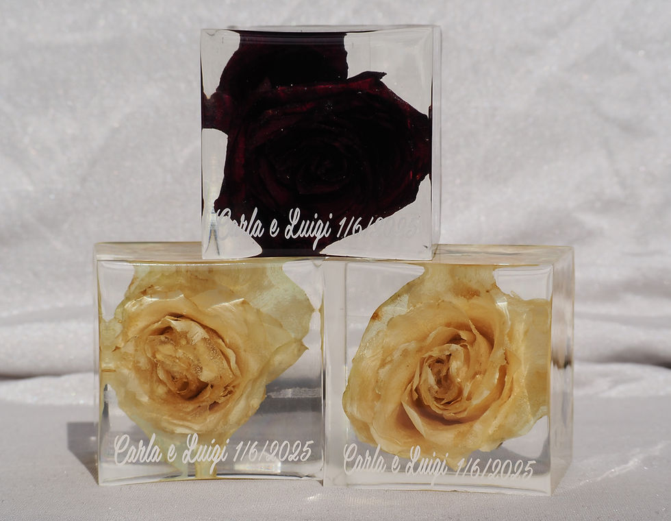 Miniatura: Bouquet nella resina | Fiore unico,  Cubo 8CM