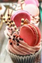 Pink Cupcake with Macaron