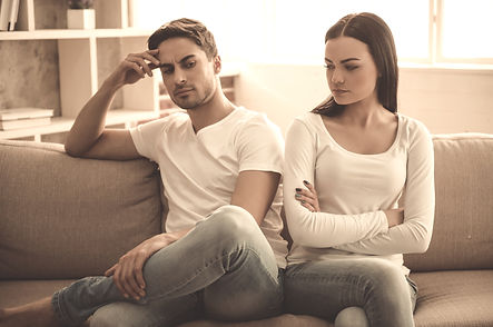 Beautiful young couple is having a quarr