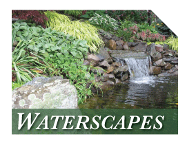 Waterscapes, pond garden design gallery.