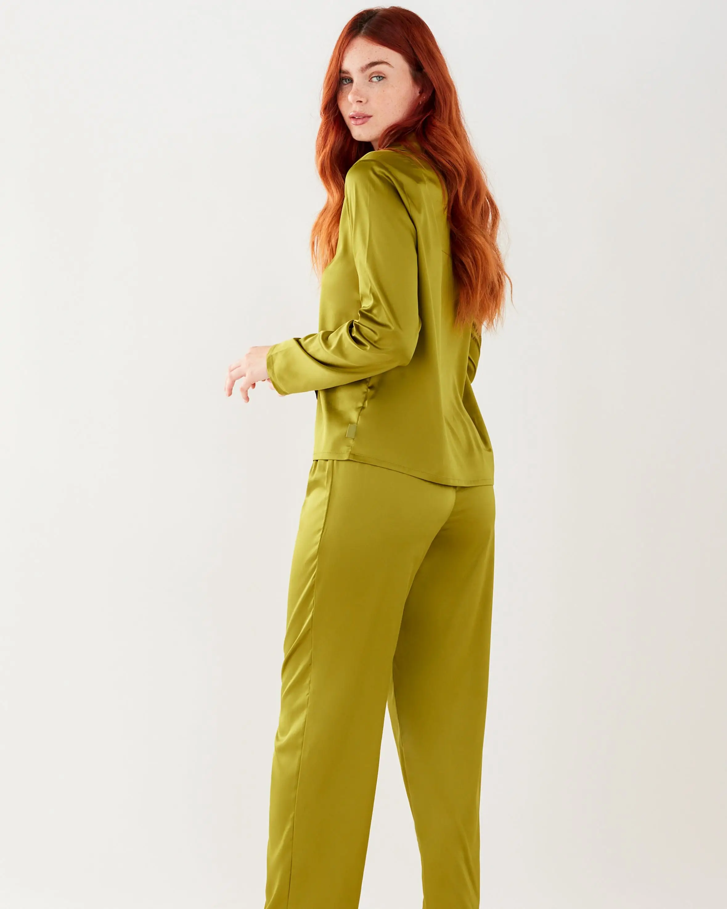 Thumbnail: Olive Satin Pajama Set