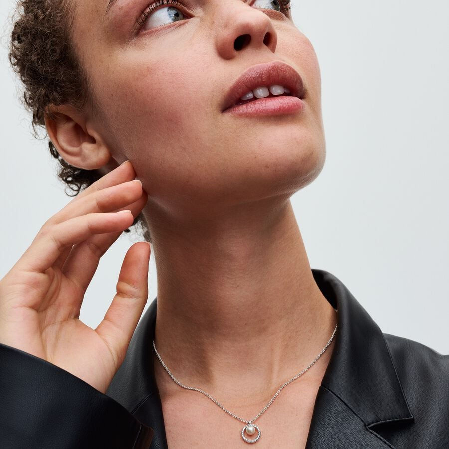 Miniatura: Treated Freshwater Cultured Pearl & Pavé Collier