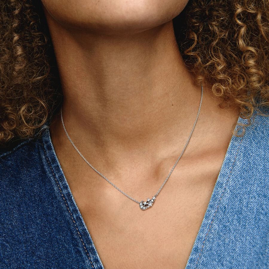 Miniatura: Sparkling Moon & Star Collier Necklace