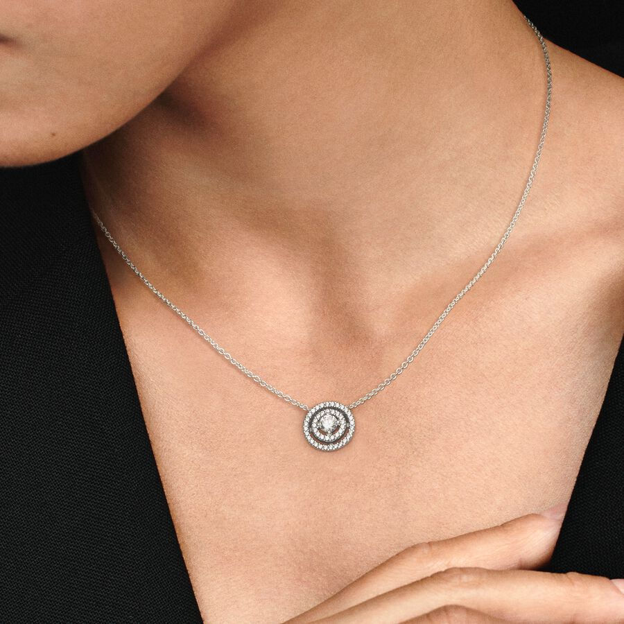 Miniatura: Sparkling Double Halo Collier Necklace