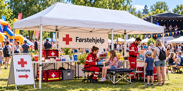 Pop up telt 6x3 meter -Førstehjelpstelt på sommerfestival.png