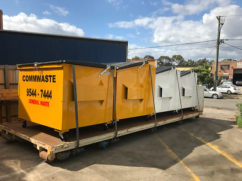 Front Lift Bins on Hook Lift Tray - Commercial Waste Management Sydney