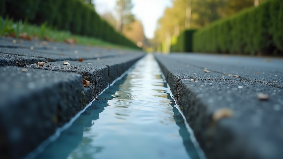 Eye-level view of a clean and clear gutter system