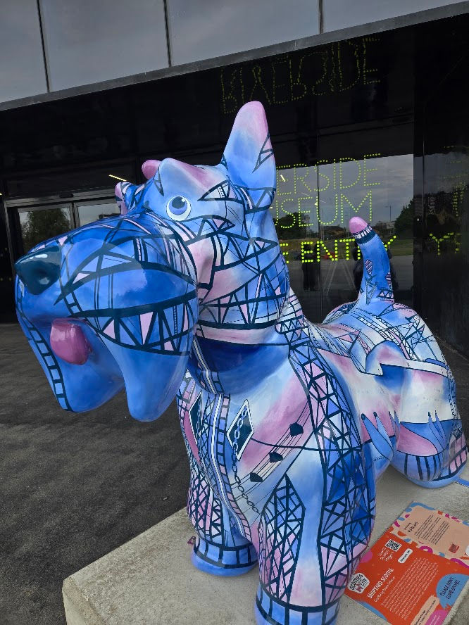 One of many painted Scottie dogs around Glasgow. At the end of August, they will be auctioned off for charity.