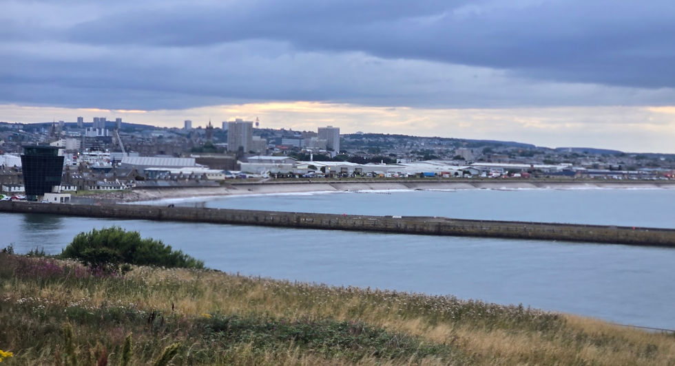 Overview of the Harbor, Beach with Aberdeen in the background