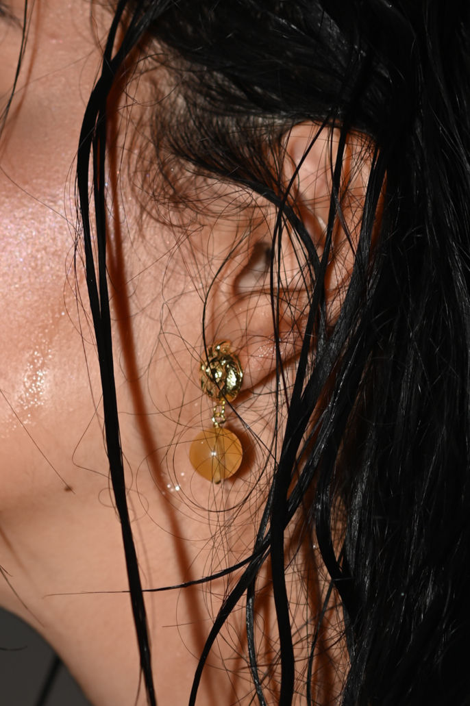 Thumbnail: Small Shell Earrings with Calcite Beads