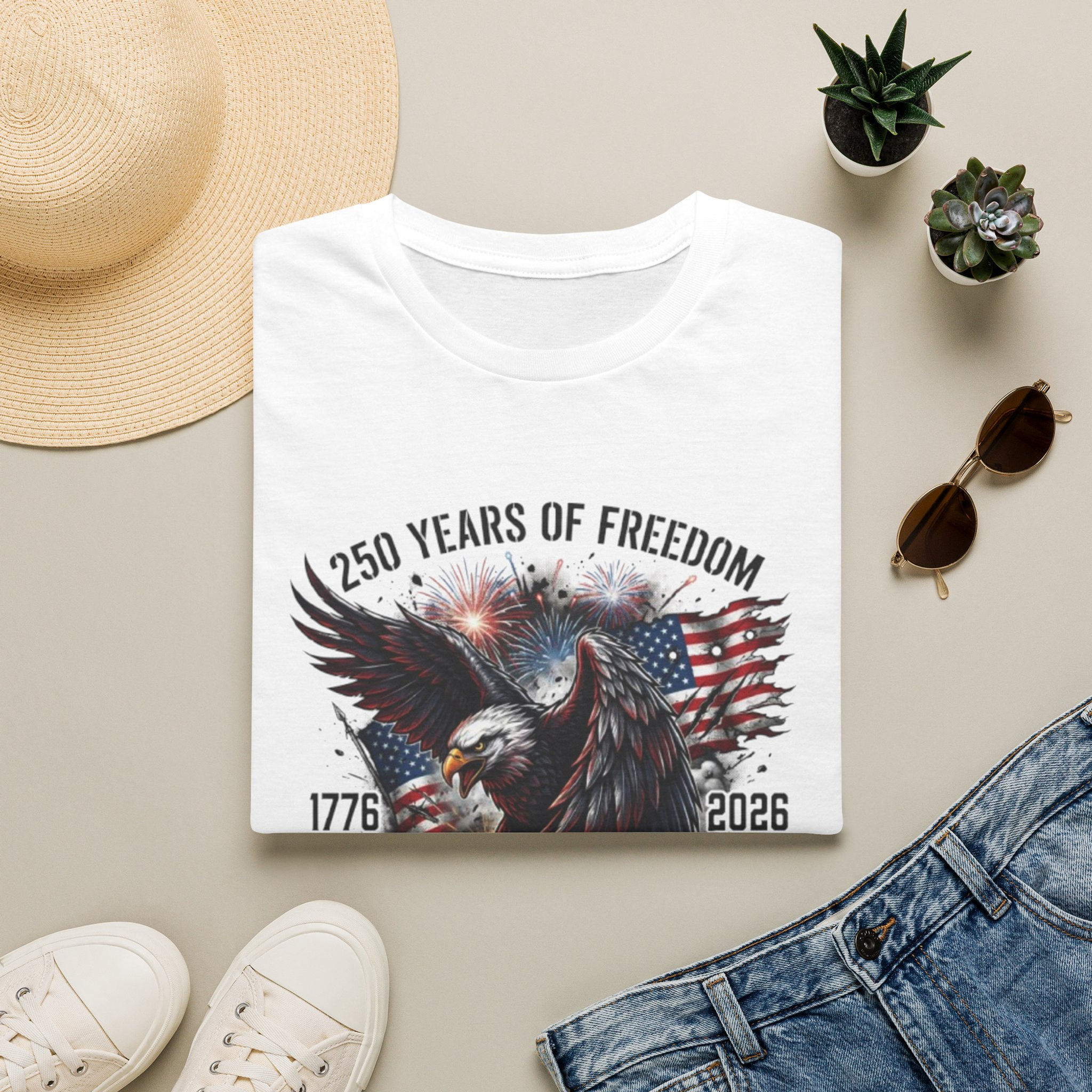 250 Years of Freedom Eagle American Flag T-Shirt | 1776-2026 United States