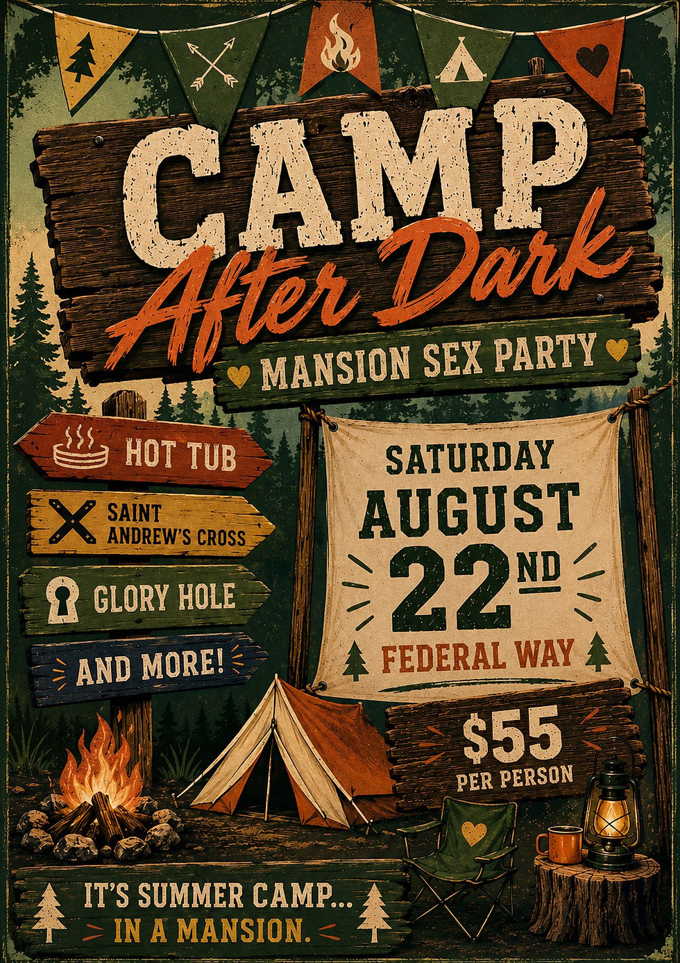 SOLD OUT Summer Camp-After Dark-Mansion Party