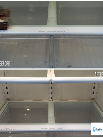 Bottom transparent fridge drawers scrubbed clean and spotless