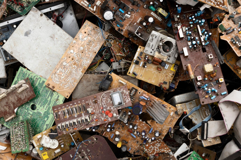 rusty old computer parts and circuit boards
