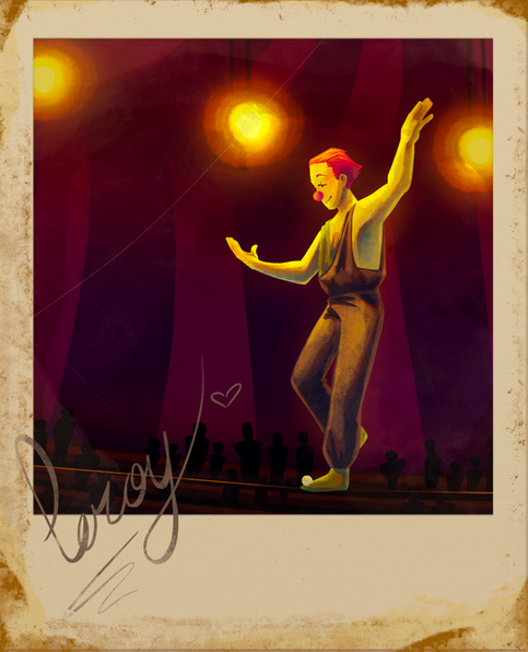 Circus Clown Tightrope Walking