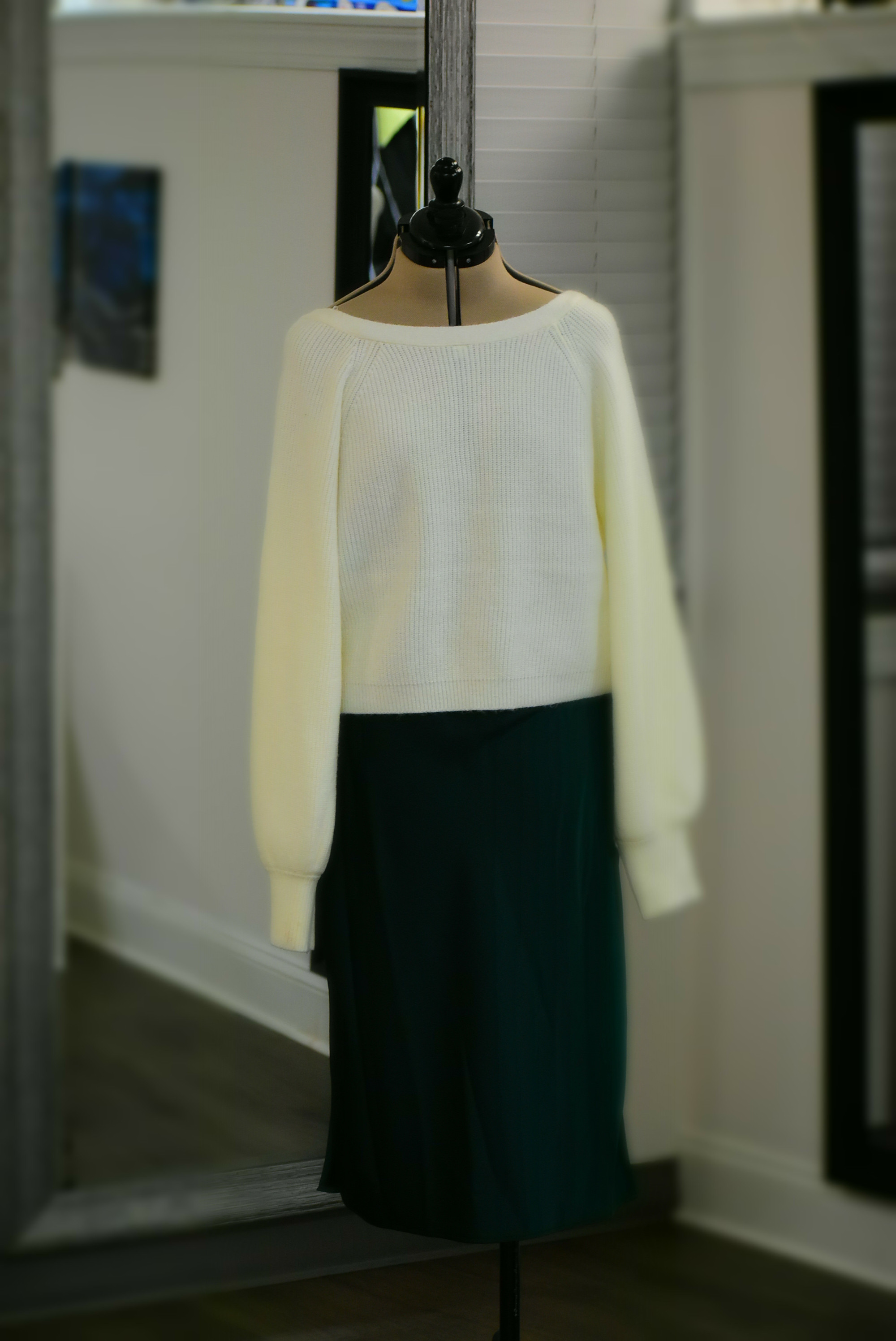 gianni bini  green dress and sweater