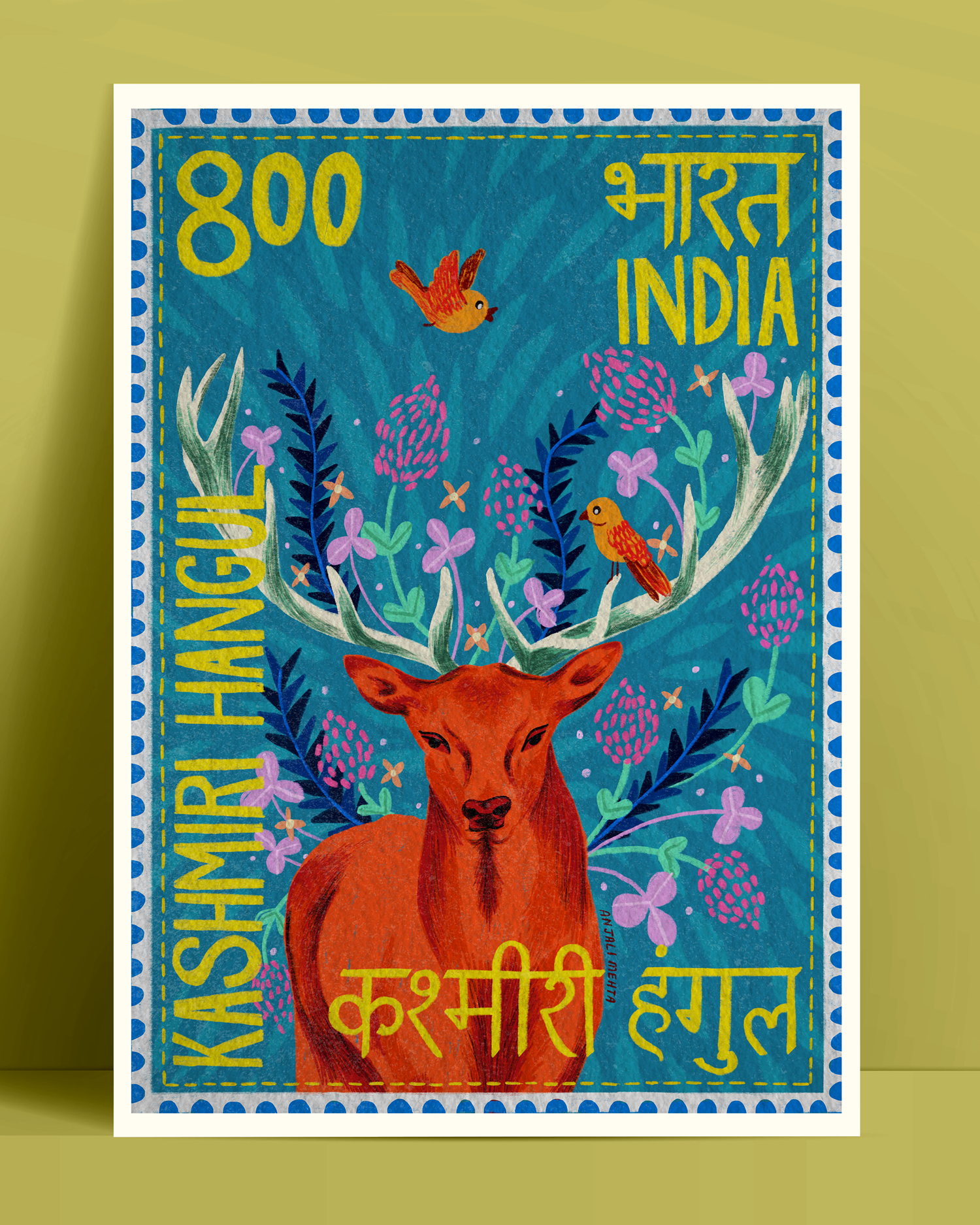 Kashmiri Hangul Stamp Art Print