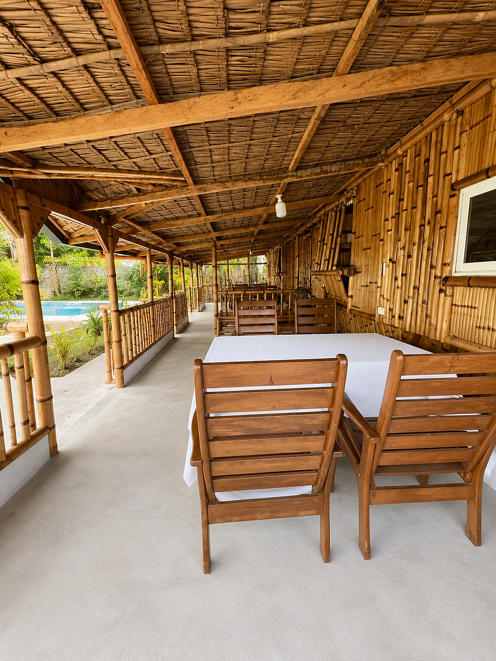 Outdoor dining area at an affordable private resort in Batangas