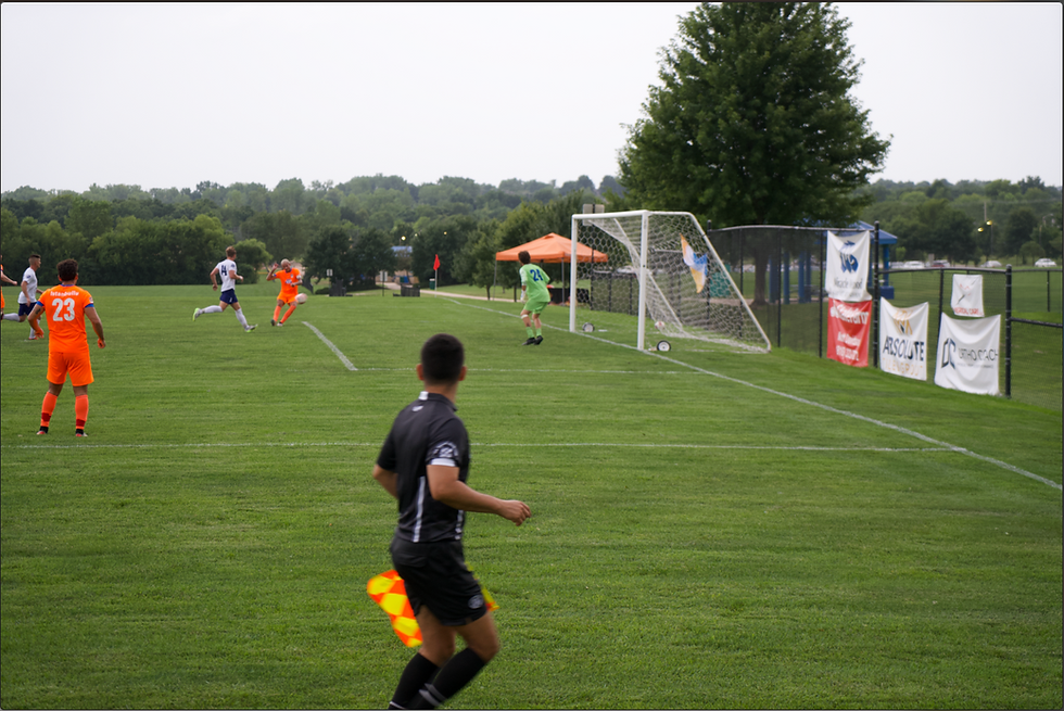 Chandler Givler buries a cross from Navid Istanbullu into the back of the net.