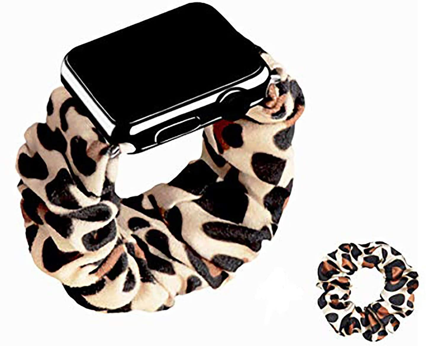 Bracelet Scrunchie Élastique pour Apple Watch – Tissu Doux Imprimé (Toutes Série