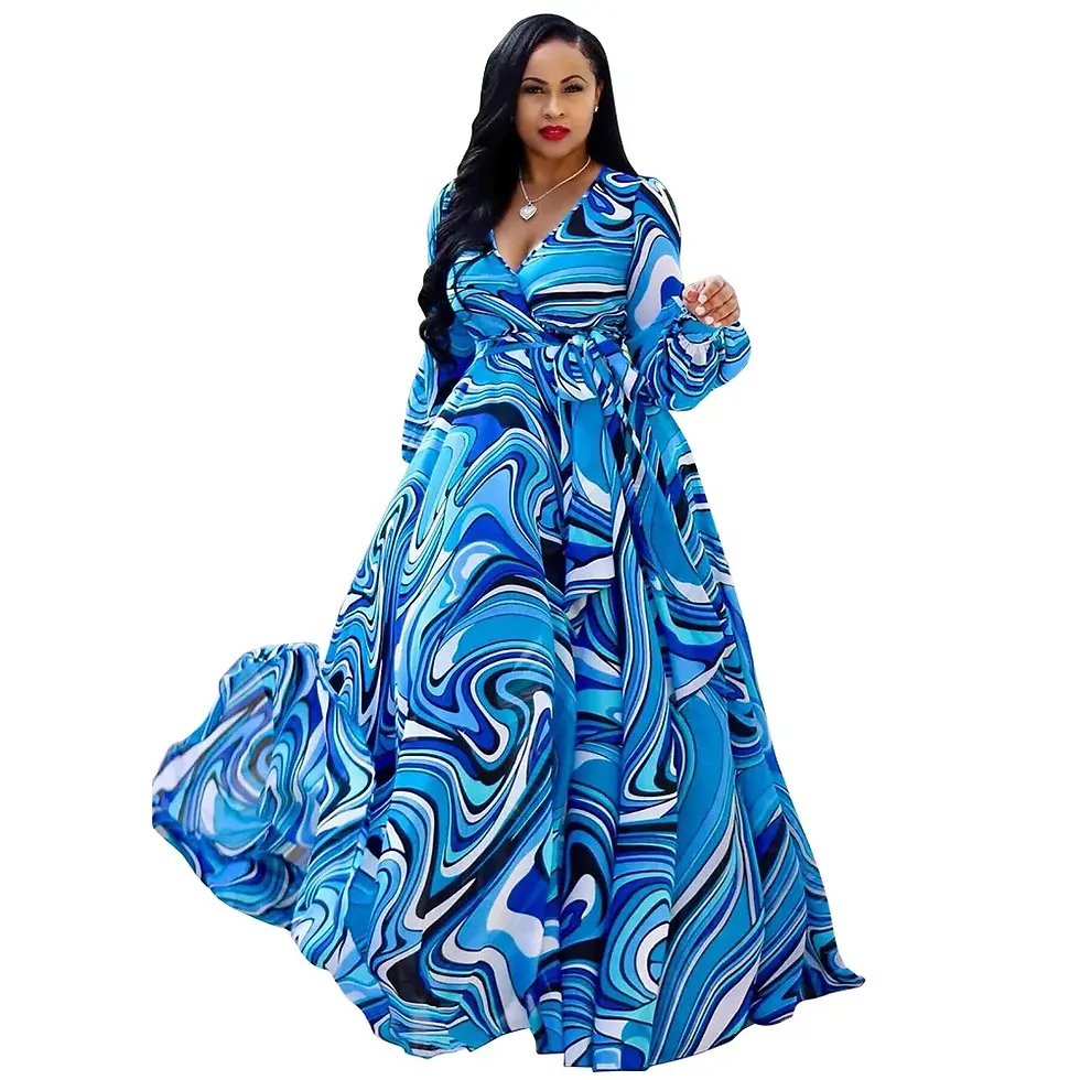 Miniature : Robe Maxi Imprimée d'Été pour Femme – Robe Longue en Mousseline Grande Taille