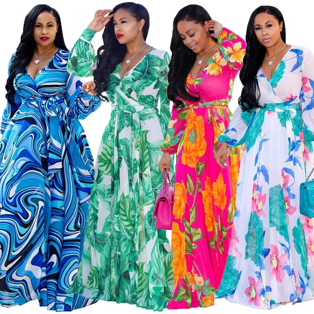 Robe Maxi Imprimée d'Été pour Femme – Robe Longue en Mousseline Grande Taille