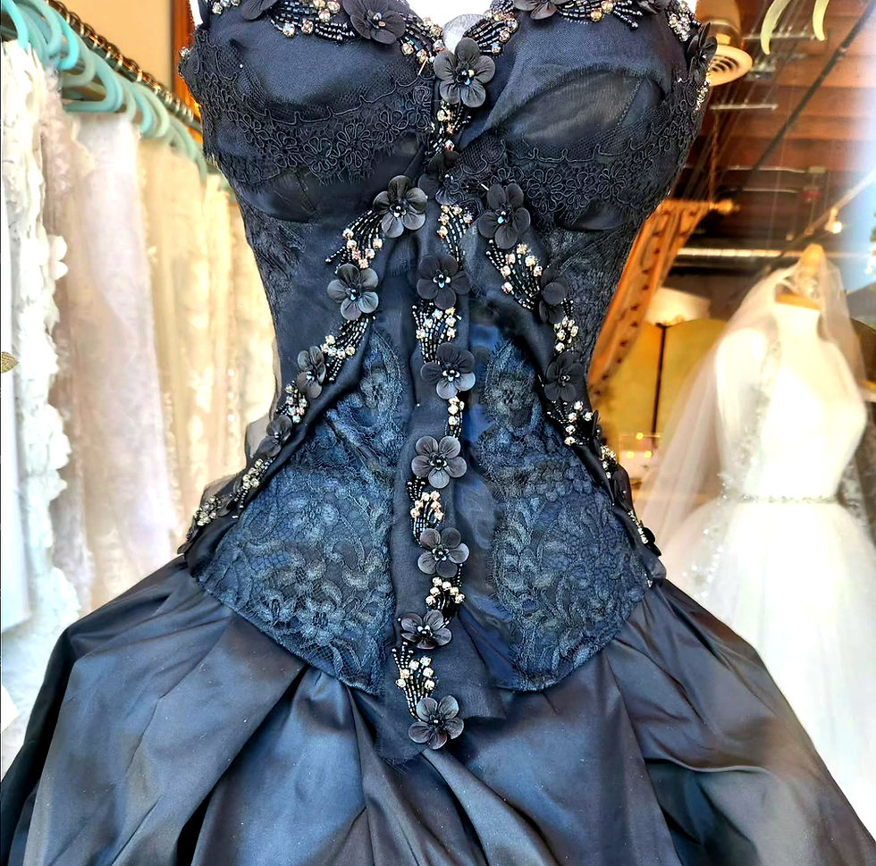 Black Corset Gown with flowers