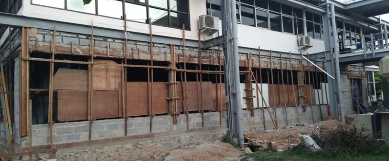 Exterior view of procurement office under renovation